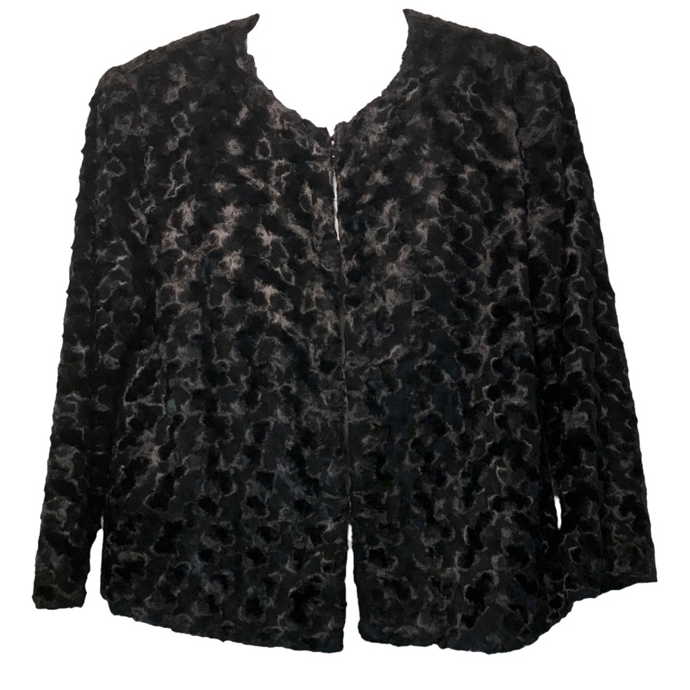 Truth and Pride Black Faux Fur Plush Collarless Bolero Jacket